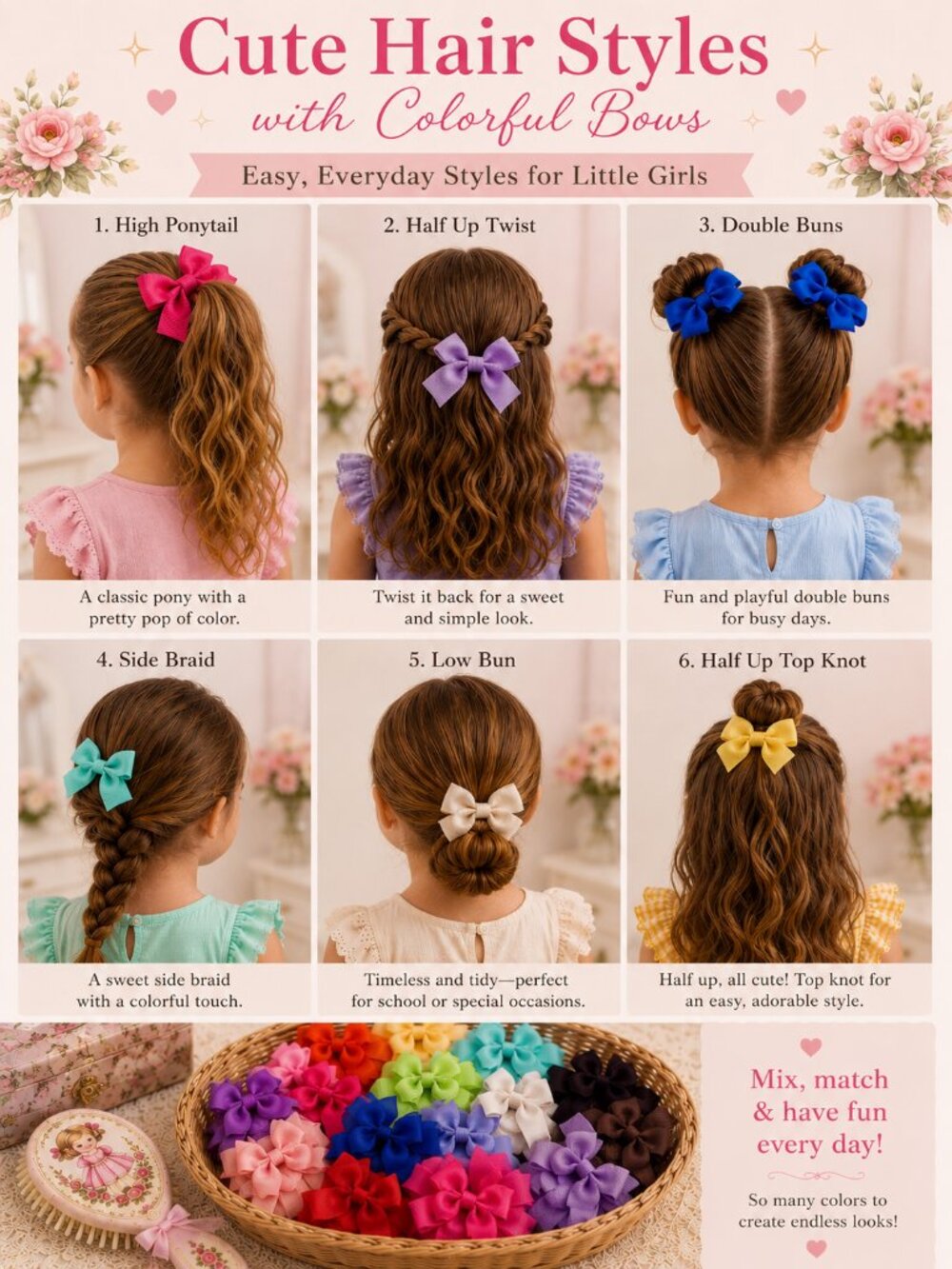 Hair Bows - 40 Matching Hair Clips - 20 Pair/40 Colors - Bag Charms